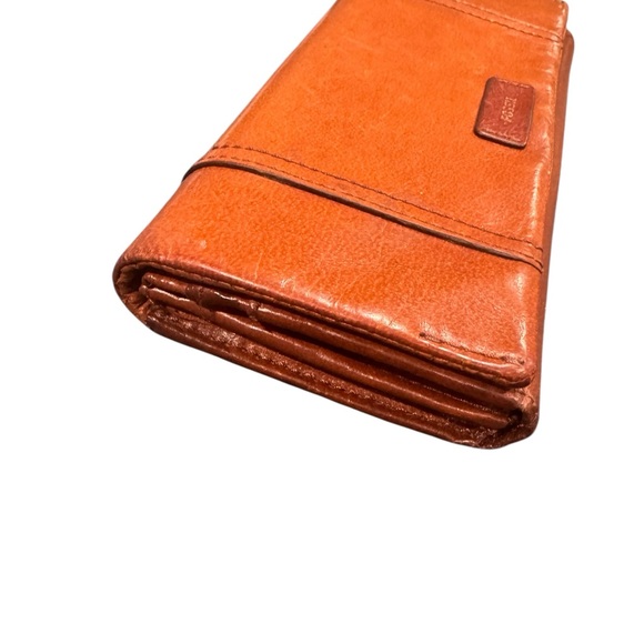 Fossil Orange Leather Zip Clutch Wallet - Picture 4 of 11